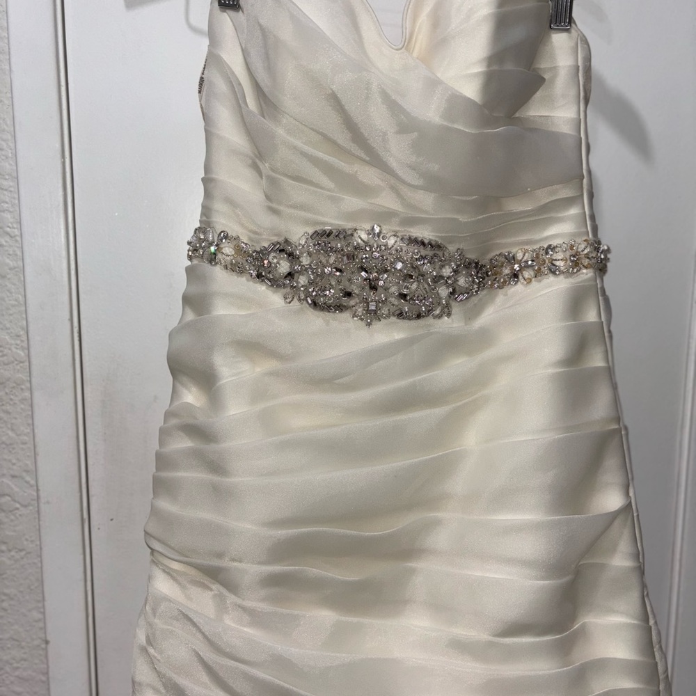 Maggie Sottero Cream Wedding Dress with Silver Embellishments